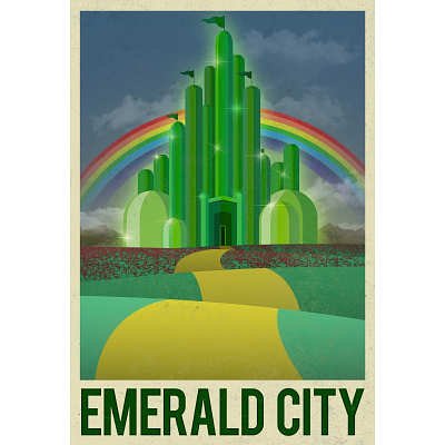 13x19 Emerald City Retro Travel Poster 0