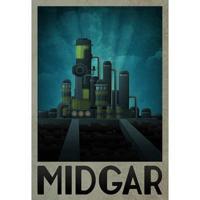 13x19 Midgar Retro Travel Poster 0