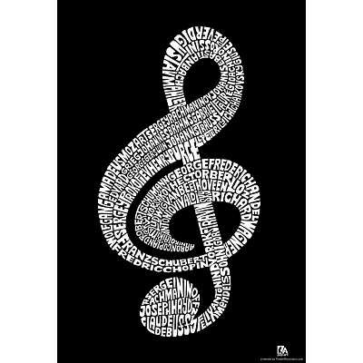 13x19 Music Note Composer Names Text Art Print Poster 0
