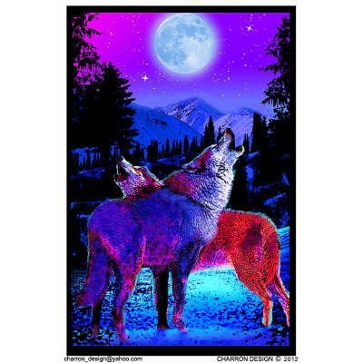 23x35 Timberwolves Flocked Blacklight Poster 0