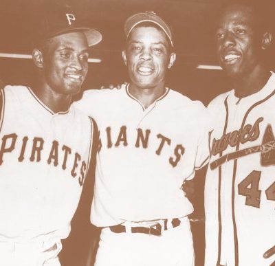 Baseball Greats Roberto Clemente Willie Mays And Hank Aaron 11 X 14 Sepia Poster 0