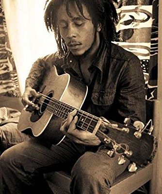 Bob Marley Playing Guitar In Sepia Music Poster Print 24 By 36 Inch 0