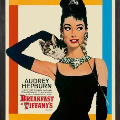 Breakfast At Tiffanys With Audrey Hepburn Framed Movie Poster Custom Made Real Wood Modern Charcoal Black Frame 17 18 X 21 18 0