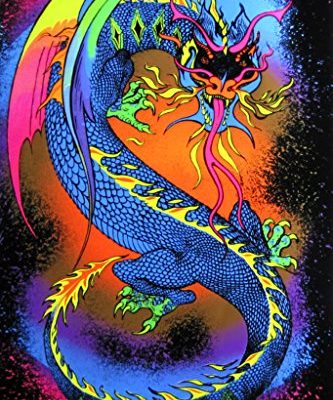 Dragon Fire Breathing Fantasy Psychedelic Retro Blacklight Poster 23x35 0