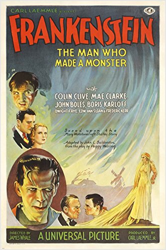 Frankenstein Movie Poster Classic Horror Style Boris Karloff Monster 24x36 Reproduction Not An Original 0