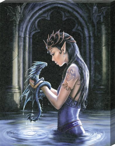 Gothic Fantasy Art Anne Stokes Water Dragon Canvas Print 19x25cm 0