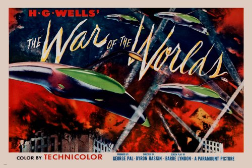 HG-WELLS-WAR-OF-THE-WORLDS-movie-poster-CLASSIC-SCI-FI-lights-space-24X36-reproduction-not-an-original-0