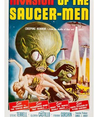 Invasion Of The Saucer Men 1957 Movie Poster Creeping Horror Teenagers 24x36 Reproduction Not An Original 0