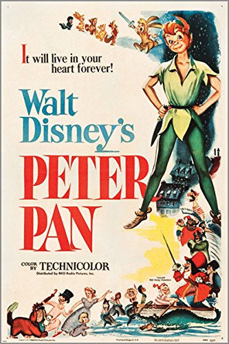 Peter Pan Rko 1953 Vintage Movie Poster Walt Disney Musical Kids 24x36 New 2 To 5 Days Shipping From Usa 0