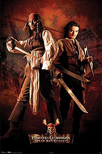 Pirates-of-the-Caribbean-2-Dead-Mans-Chest-Jack-and-Will-Swords-Action-Adventure-Movie-Film-Poster-Print-24x36-0