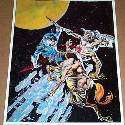 Rare Vintage Original 1978 Berni Wrightson Free Fall 14 By 11 Inch Space Astronaut Vs Horse Monster Comic Book Science Fiction Fantasy Art Print Poster 1 1970s 0