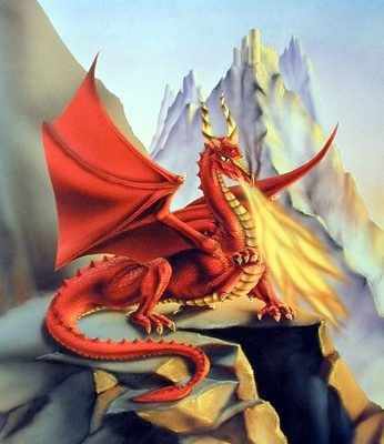 Red Fire Dragon Sue Dawe Fantasy Wall Decor Art Print Picture 8x10 0