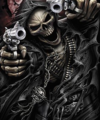 Spiral Assassin Grim Reaper With Guns Revolvers Skeleton Death Fantasy Horror Biker Poster 12x18 0