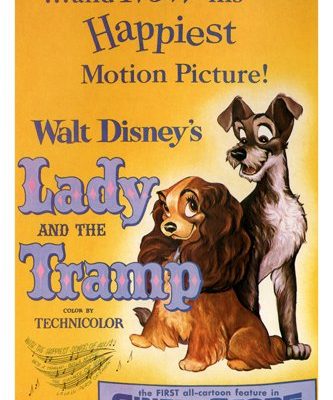 Walt Disneys Lady And The Tramp Movie Poster 1955 24x36 Vintage Cartoon Reproduction Not An Original 0
