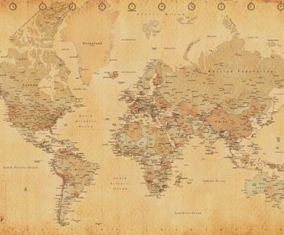 World Map Vintage Style Poster Print 0
