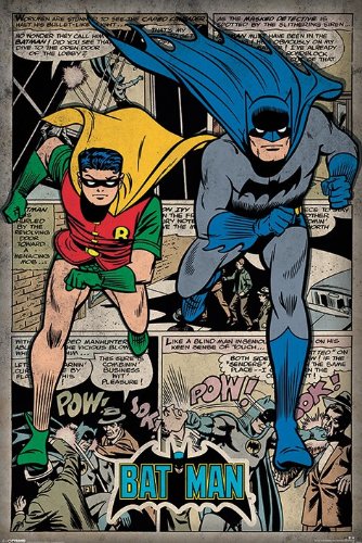 Batman Dc Comics Poster Retro Style Comic Montage Batman Robin Size 24 X 36 0
