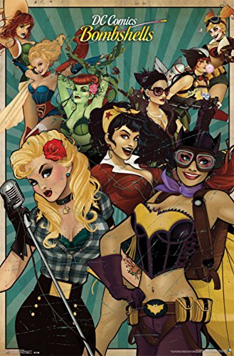 DC-Comics-Bombshells-Poster-Print-Wonder-Woman-Supergirl-Harley-Quinn-Poison-Ivy-Size-22x34-0